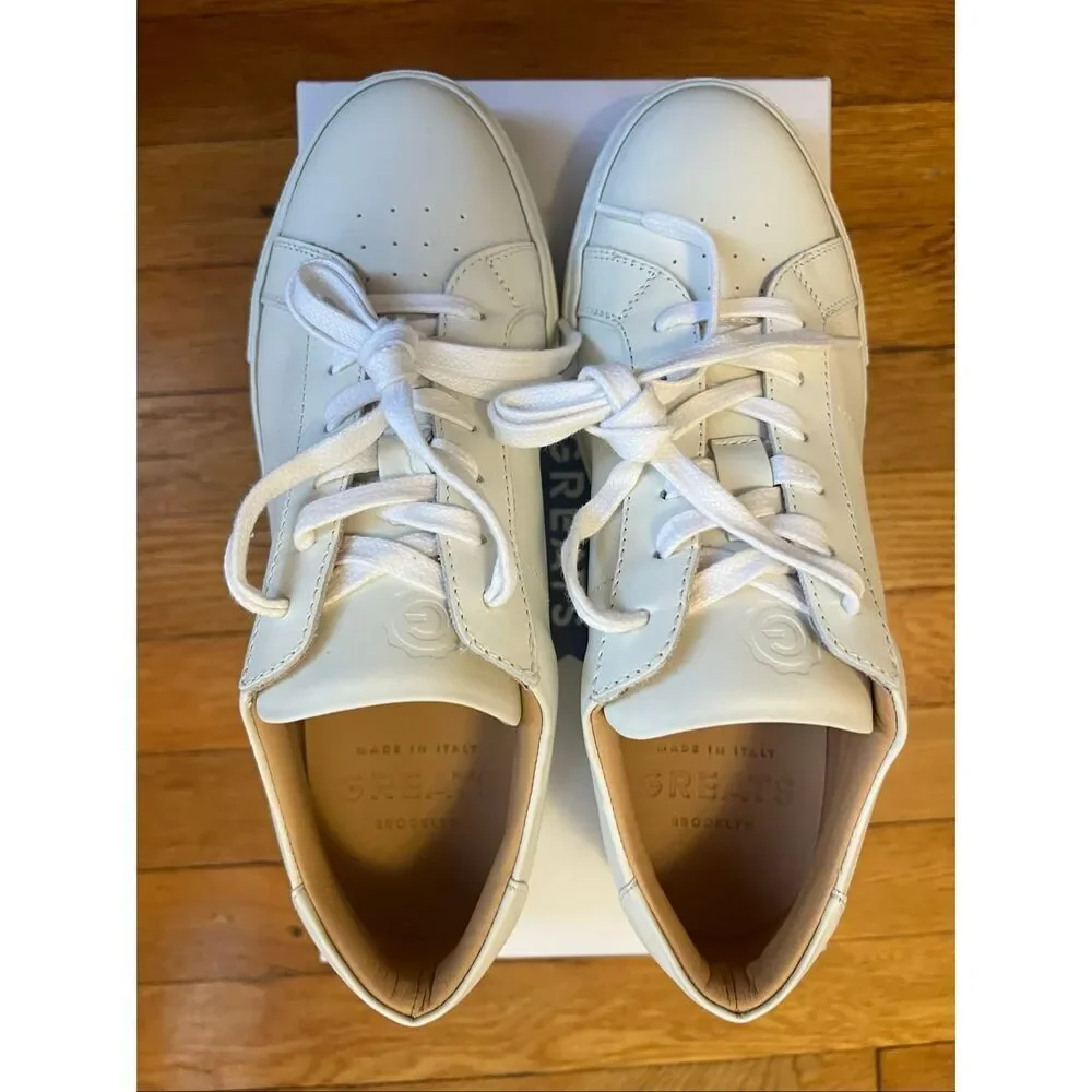 Greats “The Royale” Premium Low Top Leather Sneakers – White/White